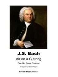 Portrait of Baroque comoser J.S.Bach on the cover of a pieces of Sheet msuci publisher by Recital Music called Air on a G string with teh nuymber RMD1121 .