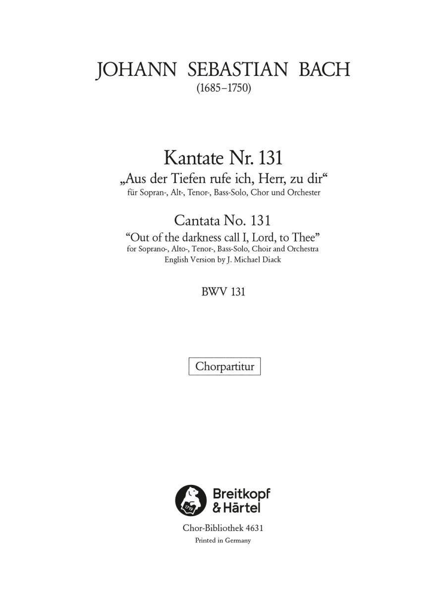 Cantata BWV 131 “Out of darkness call I, Lord, to Thee”