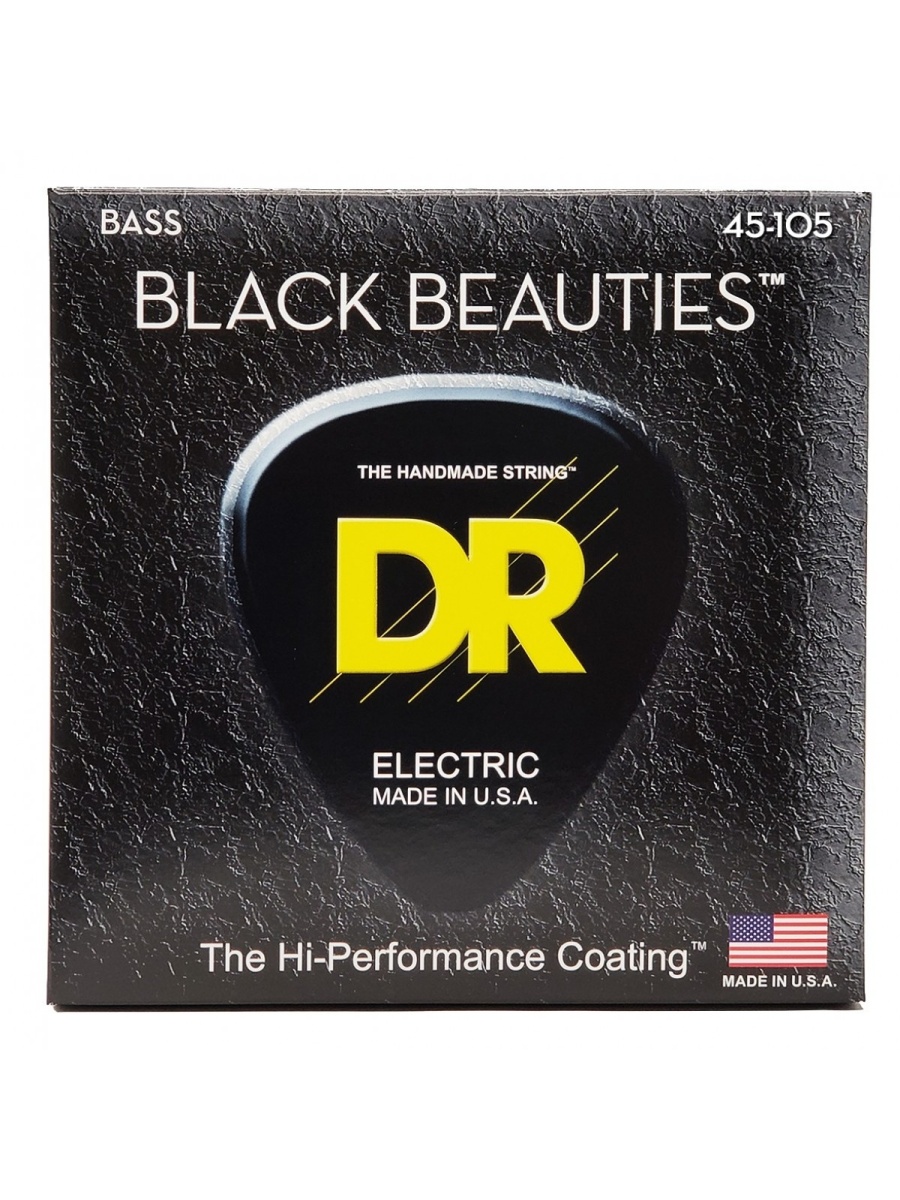 DR Strings BKB-45 BLACK BEAUTIES BLACK Colored Bass Strings, 45-105