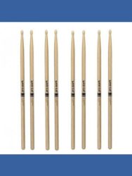 Promark Classic Forward 7A Hickory Drumstick Oval Wood Tip, 4-Pack
