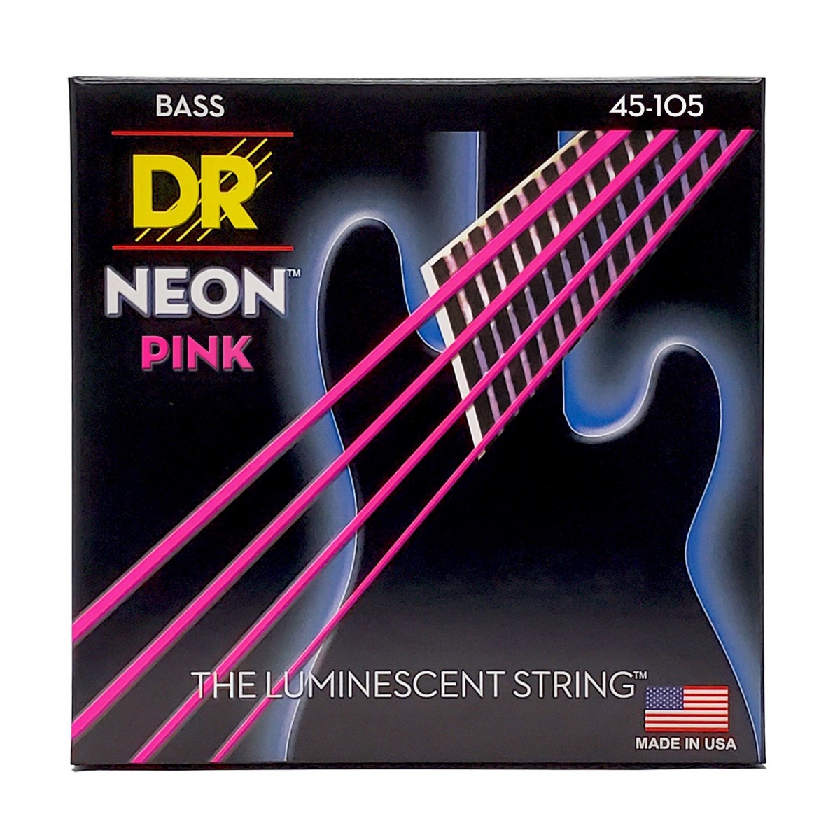 DR Strings NPB-45 HI-DEF NEON PINK Colored Bass Strings, 45-105