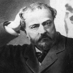 Black and white image of Frenc conposer Emmanuel Chabrier with his hand towards the side of his head