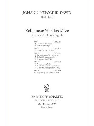 10 neue Volksliedsätze Vol. 5